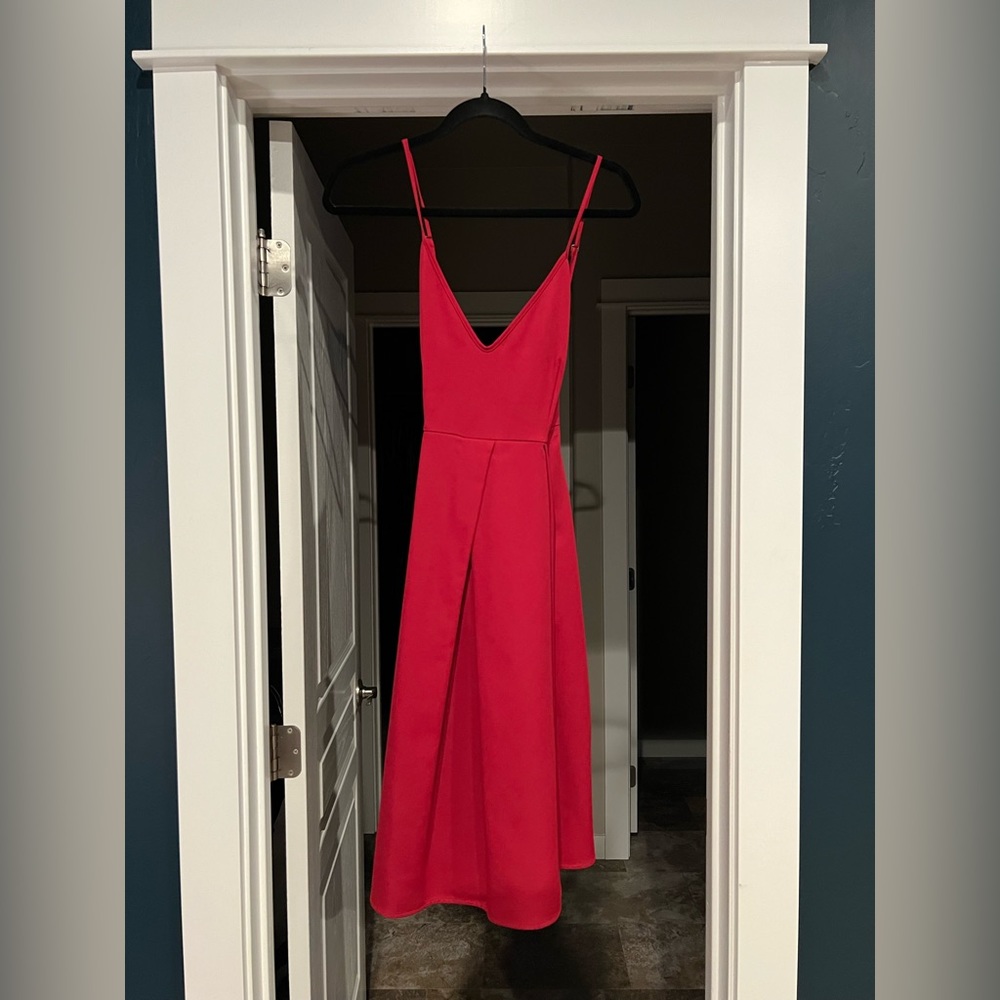 Deep V Spaghetti Strap Dress with Pockets